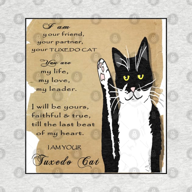 Cute Tuxedo Cat Poem Vintage  Copyright TeAnne by TeAnne